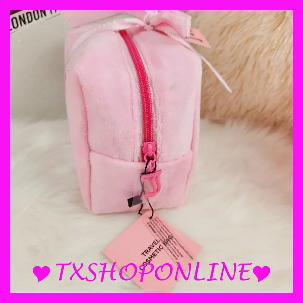 💗🌺 Juicy Couture Pink velvet bling cosmetic bag🌺💗 NWT